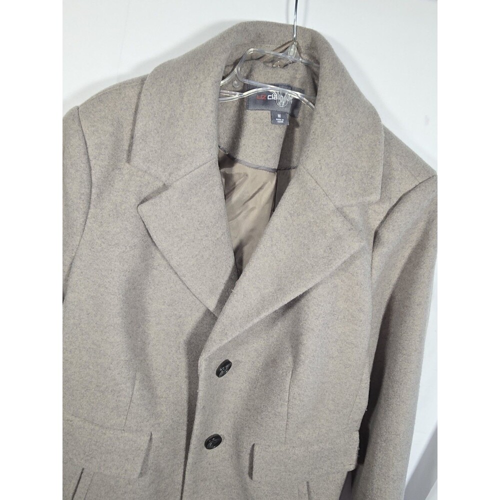 Medium- LIZ CLAIBORNE Women Tan Wool Blend Long Coat - Picture 2 of 7